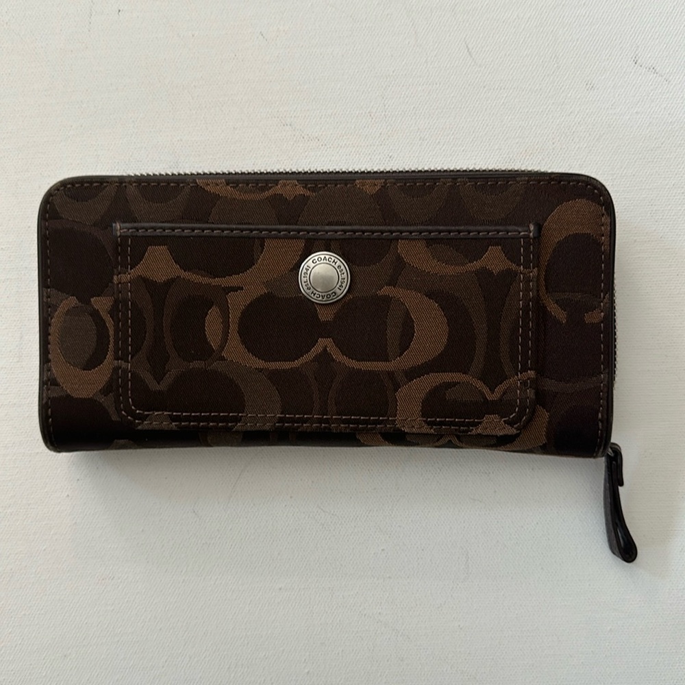 Vintage Coach Continental Wallet - brown monogram - EUC